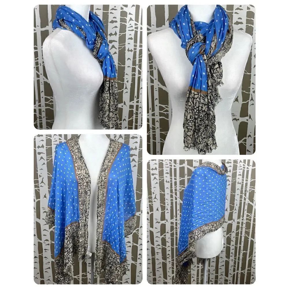 Cruise Ready Cornflower Blue Polka Dot Scarf Wrap